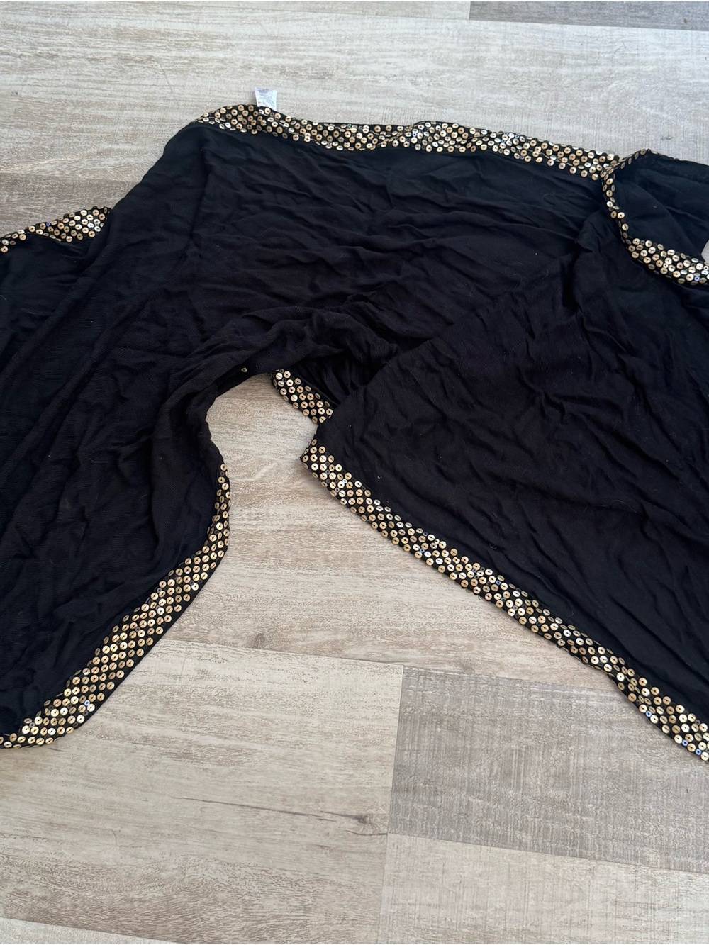 Black Shawl with Gold Sequin Trim
